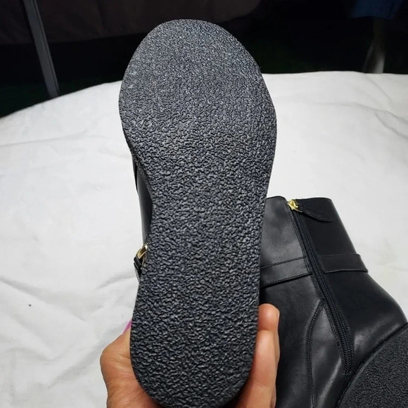 Talbots Rowan Wedge Bootie Leather Size 7M Black Ankle Boot - Picture 6 of 14